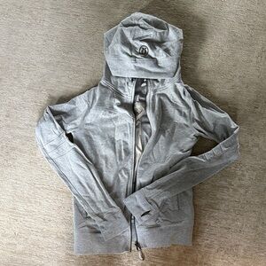 lululemon athletica Light Gray Hooded Zip Bomber Jacket